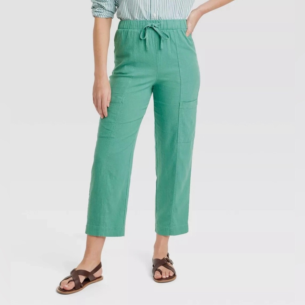 Women's Green Linen Casual Pants - Universal Thread
